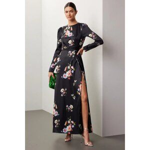 Leena for Mac Duggal Floral Faux Wrap Gown – Size 4 (Flaw, Check Photos)